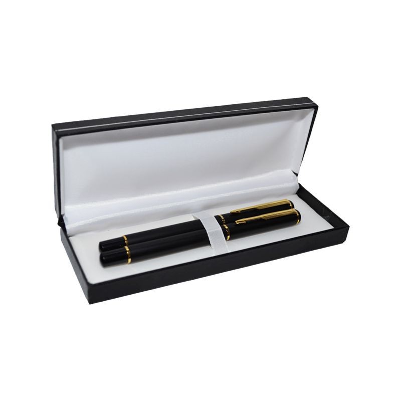 Set pix si stilou, corp metalic cu insertii aurii, etui piele ecologica - imagine 3